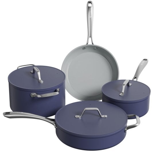 Ciarra Beyond Batterie de Cuisine 7 Pièces Casseroles à Induction 20/24/26/28 cm Bleu