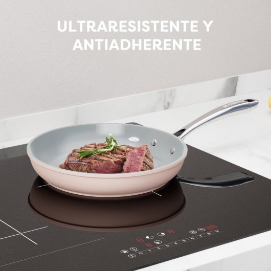 Ciarra Beyond Batería de Cocina 7 Piezas Cacerolas de Inducción 20/24/26/28 cm Rosa