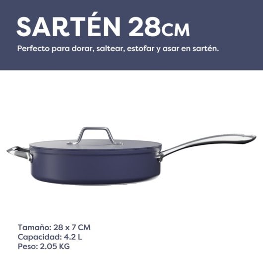 Ciarra Beyond Frigideira com Tampa de Alumínio para Todo o Tipo de Fogões 28cm Azul