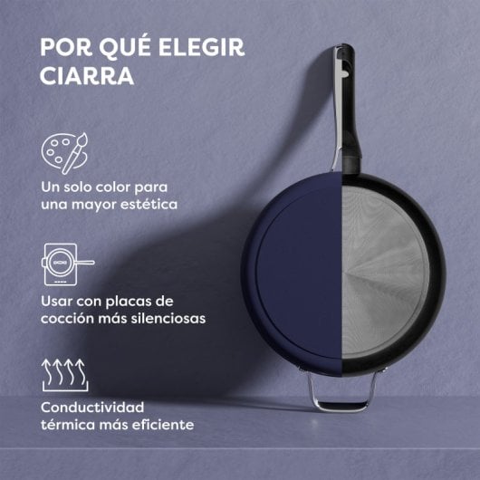 Ciarra Beyond Frigideira com Tampa de Alumínio para Todo o Tipo de Fogões 28cm Azul
