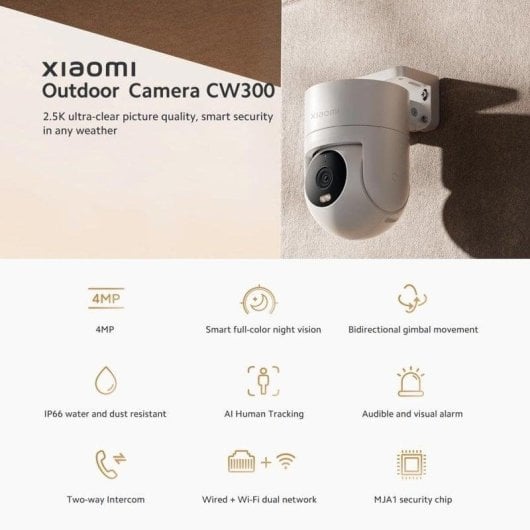 Caméra de surveillance Xiaomi CW300 2.5K Vision Nocturne Extérieure Détection IA Audio Bidirectionnel Contrôle Vocal