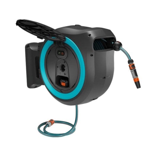 Enrouleur de tuyau automatique Gardena Powerroll XL avec batterie 35 m bleu