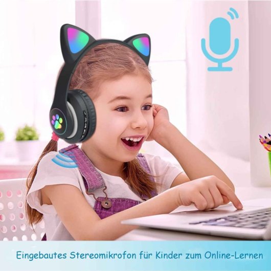 Kinsi AKZ-62 Auriculares Inalámbricos Orejas de Gato RGB Blancos