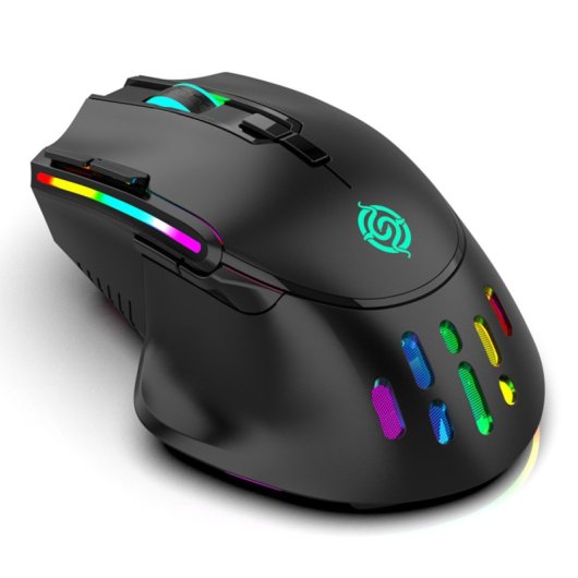 Kinsi BM520 Ratón Óptico Gaming Inalámbrico 2.4G RGB 32000DPI Negro