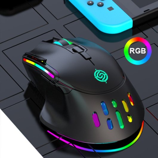 Kinsi BM520 Ratón Óptico Gaming Inalámbrico 2.4G RGB 32000DPI Blanco