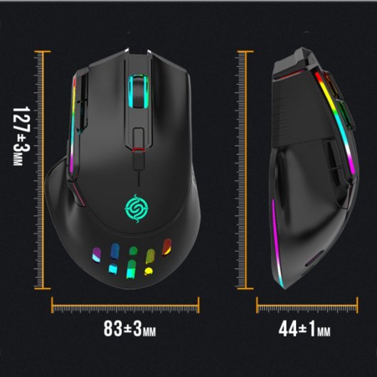 Kinsi BM520 Ratón Óptico Gaming Inalámbrico 2.4G RGB 32000DPI Blanco