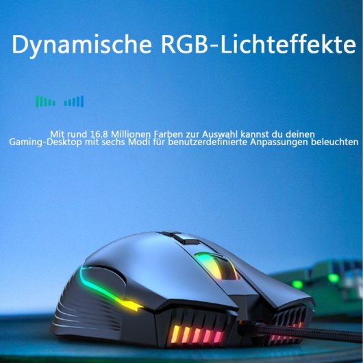 Kinsi CW905 Ratón Óptico Gaming RGB 6400DPI Blanco