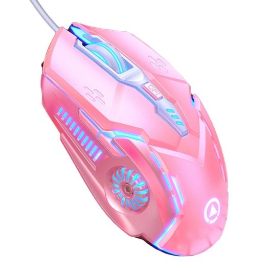 Kinsi G5 Ratón Óptico Gaming RGB 3200DPI 6 Teclas Mecánico Rosa