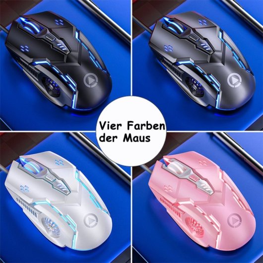 Kinsi G5 Ratón Óptico Gaming RGB 3200DPI 6 Teclas Mecánico Gris