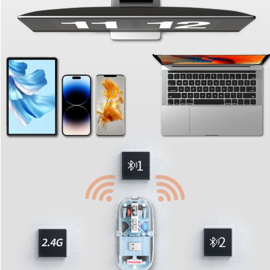 Kinsi M133 Ratón Óptico Inalámbrico 2400DPI Transparente Gris