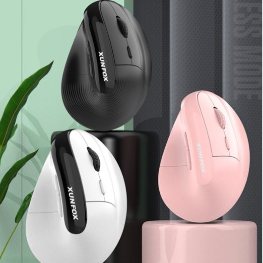 Kinsi H5 Ratón Óptico Inalámbrico de Oficina Ergonómico 4000DPI Rosa