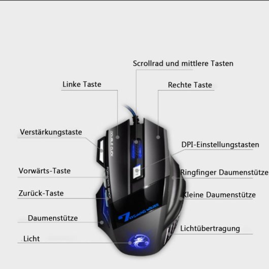 Kinsi X7 Ratón Óptico Gaming RGB 2400DPI Negro