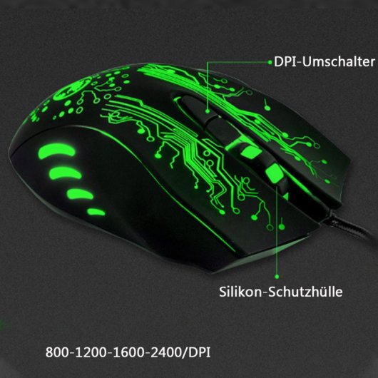 Kinsi X9 Ratón Óptico Gaming RGB 2400DPI Negro