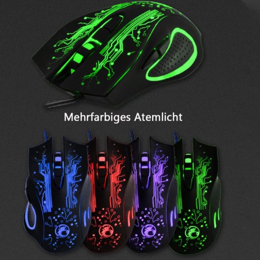 Kinsi X9 Ratón Óptico Gaming RGB 2400DPI Negro