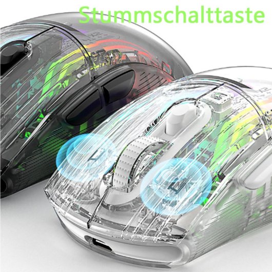 Kinsi X2 Ratón Óptico Gaming Inalámbrico RGB 2400DPI Transparente Blanco