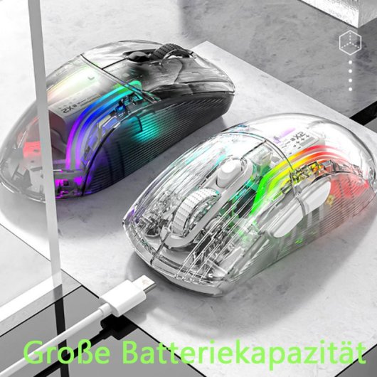 Kinsi X2 Ratón Óptico Gaming Inalámbrico RGB 2400DPI Transparente Blanco