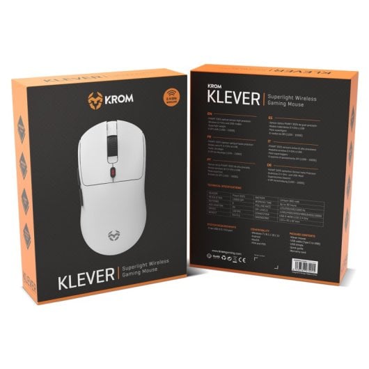 Krom Klever Ratón Gaming Inalámbrico 10000 DPI Blanco