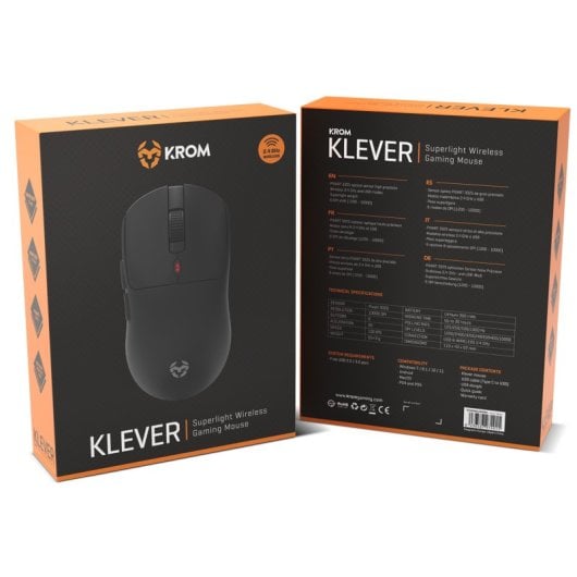 Mouse da gioco wireless Krom Klever 10000 DPI Nero