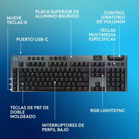 Logitech G915 X LIGHTSPEED Teclado Mecânico Gaming Sem Fios GL Tactile PBT Preto