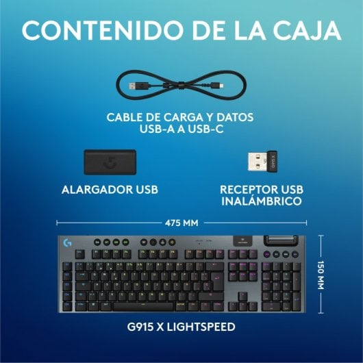 Logitech G915 X LIGHTSPEED Teclado Mecânico Gaming Sem Fios GL Tactile PBT Preto