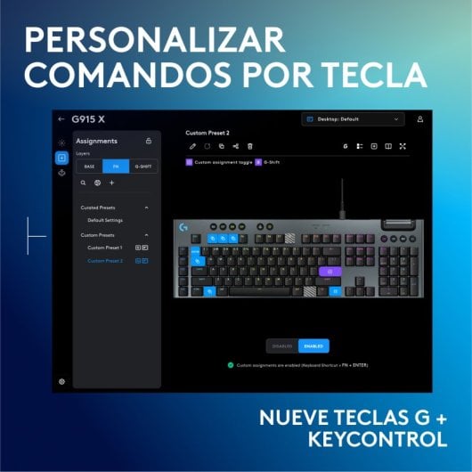 Logitech G915 X Teclado Mecánico Gaming GL Tactile PBT Negro