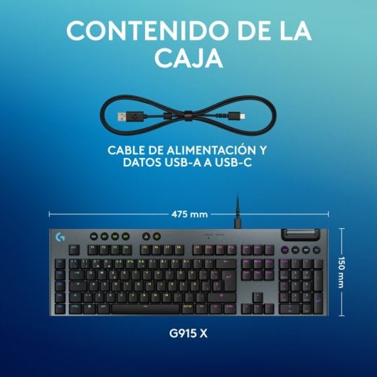 Logitech G915 X Teclado Mecánico Gaming GL Tactile PBT Negro