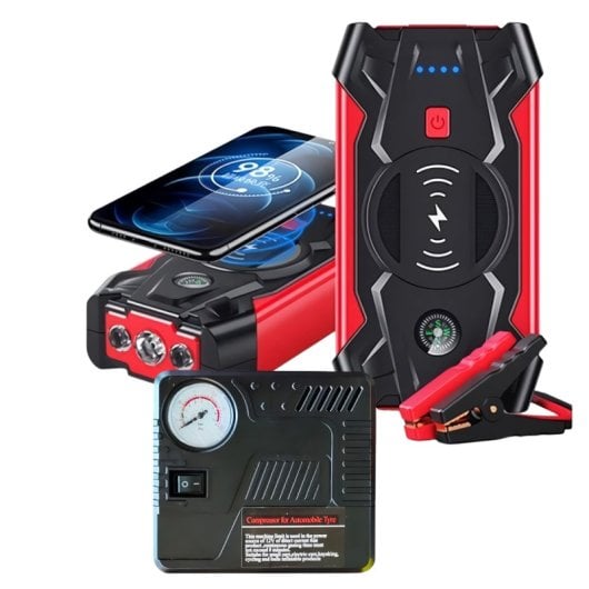 Kit De Arranque De Bateria De Carro Com Bomba De Ar De 26000 Mah Klack Q-x7