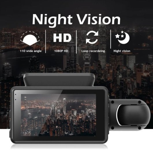 Klack Cámara de Salpicadero DVR Dashcam con Doble Lente para Coche