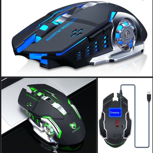 Kinsi Q13 Ratón Inalámbrico Gaming RGB 1600DPI Negro