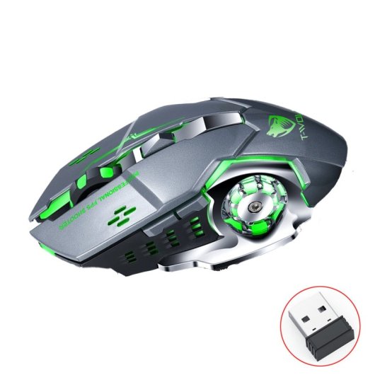 Kinsi Q13 Ratón Inalámbrico Gaming RGB 1600DPI Gris