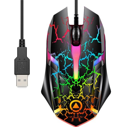Kinsi G6 Ratón Óptioco Gaming RGB Translúcido Negro
