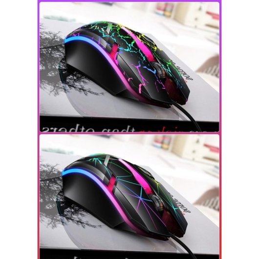 Kinsi G6 Ratón Óptioco Gaming RGB Translúcido Negro