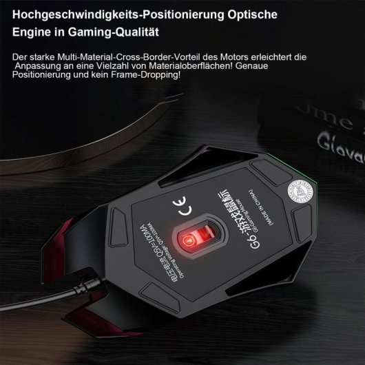 Kinsi G6 Ratón Óptioco Gaming RGB Translúcido Negro