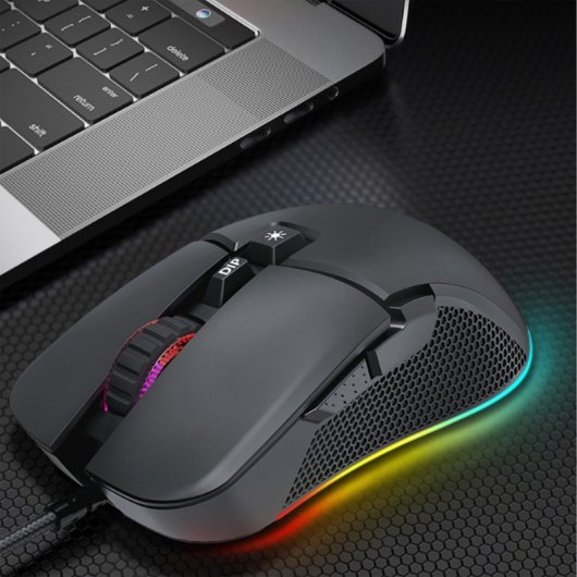 Kinsi G590 Ratón Gaming Mecánico RGB 7200DPI Negro
