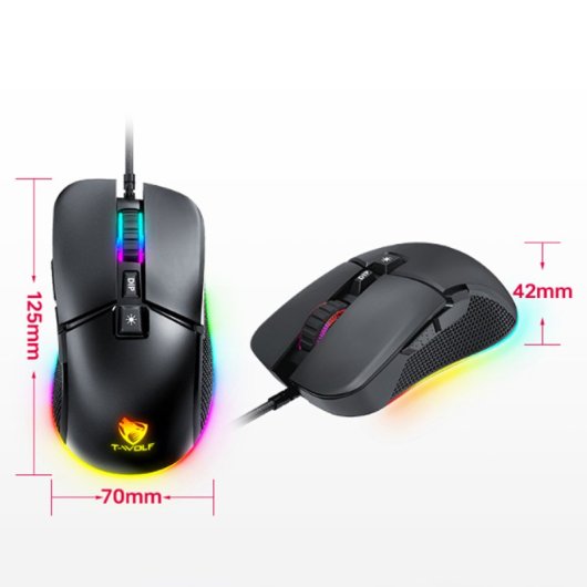 Kinsi G590 Ratón Gaming Mecánico RGB 7200DPI Negro