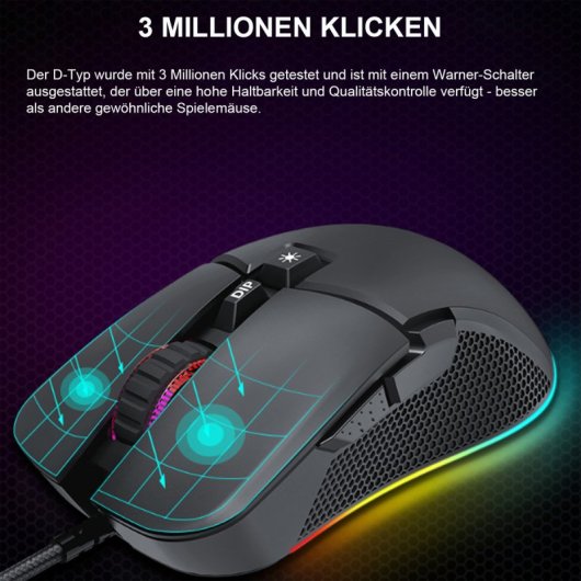 Kinsi G590 Ratón Gaming Mecánico RGB 7200DPI Negro