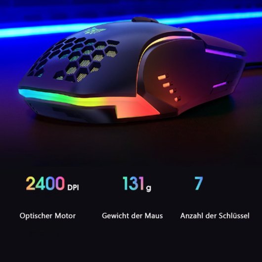Kinsi CW902 Ratón Gaming Macro RGB 2400DPI Negro