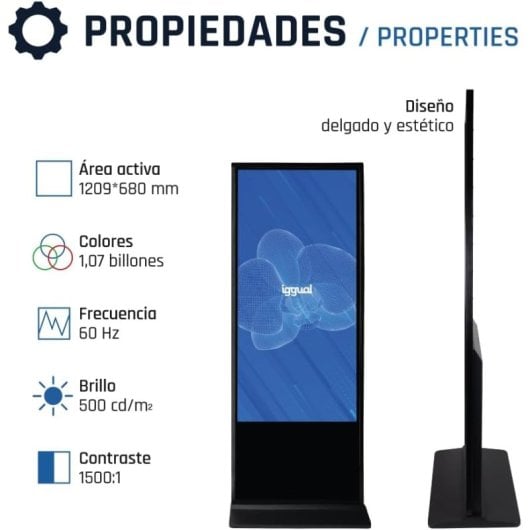 iggual ORCHID IGG318799 55" Pantalla Interactiva Totem LED UltraHD 4K Táctil
