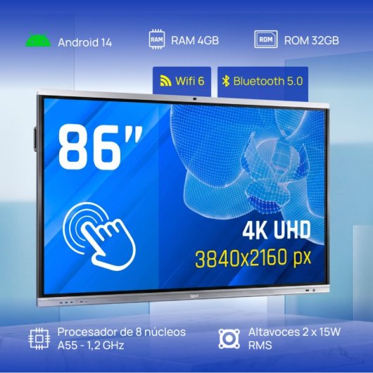 iggual ORCHID IGG318829 86" Ecrã Interativo LED UltraHD 4K Tátil
