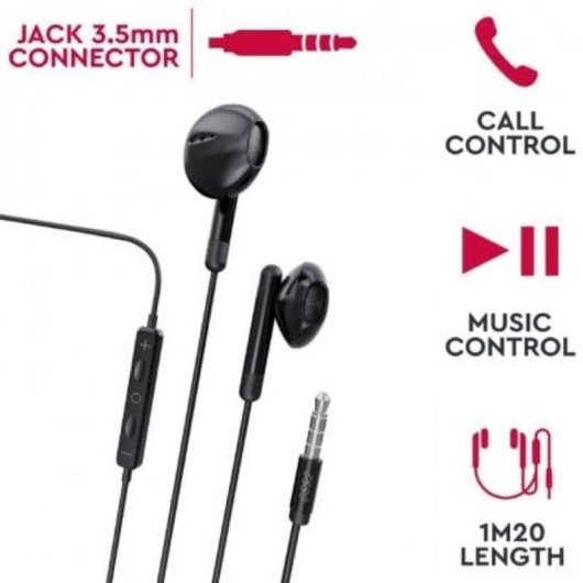 Auriculares Myway MWHPH0019 con cable Jack 3.5 mm para llamadas y música negros
