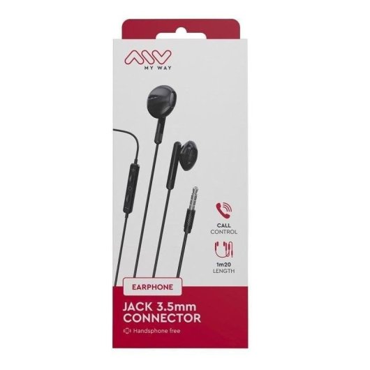Auriculares Myway MWHPH0019 con cable Jack 3.5 mm para llamadas y música negros