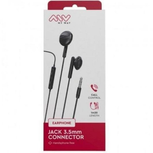 Auriculares Myway MWHPH0019 con cable Jack 3.5 mm para llamadas y música negros