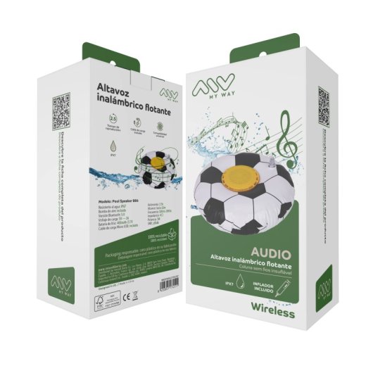 Myway MWSSP0004 Altavoz Inalámbrico Flotante Balón de Fútbol