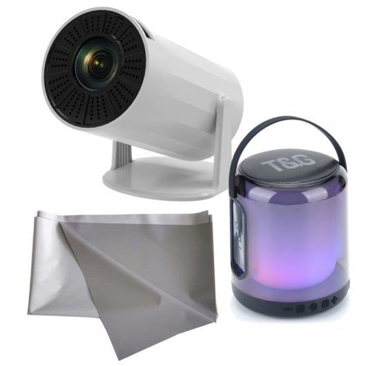 Klack Mini Proyector Portátil 4K + Altavoz Tg-376 y Pantalla 130 " con Android Integrado