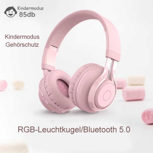 Kinsi BT06C Auriculares Inalámbricos Bluetooth Infantiles Student Music Sync Glow Blancos