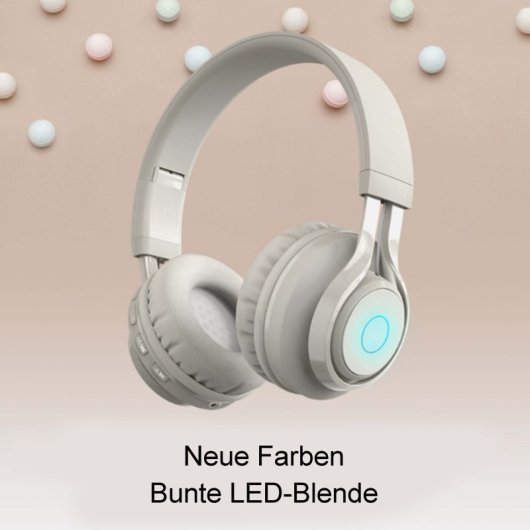 Kinsi BT06C Auriculares Inalámbricos Bluetooth Infantiles Student Music Sync Glow Blancos