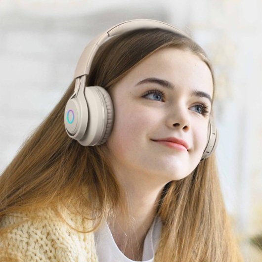 Kinsi BT06C Auriculares Inalámbricos Bluetooth Infantiles Student Music Sync Glow Blancos