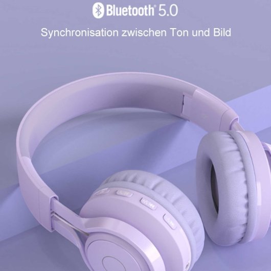 Kinsi BT06C Auriculares Inalámbricos Bluetooth Infantiles Student Music Sync Glow Blancos