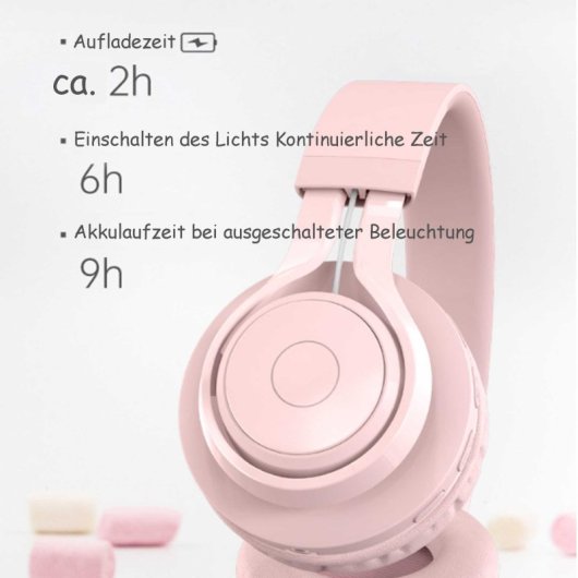 Kinsi BT06C Auriculares Inalámbricos Bluetooth Infantiles Student Music Sync Glow Blancos
