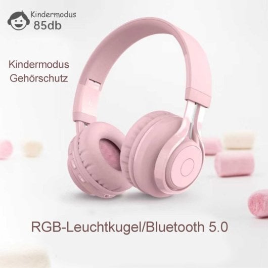 Kinsi BT06C Auriculares Inalámbricos Bluetooth Infantiles Student Music Sync Glow Rosa